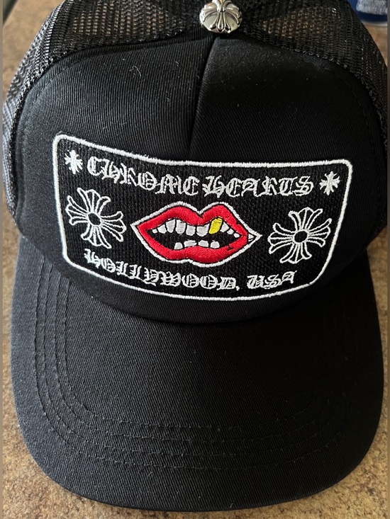 Chrome Hearts Other - Chrome Hearts Black Hat with Red Lip Patch and Gold Tooth